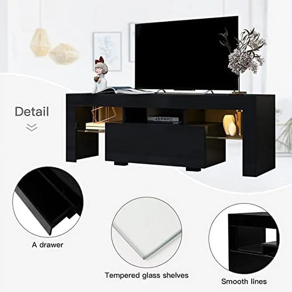 Modern TV Stand with 2 Cabinets Entertainment Center Wood TV Unit O1625