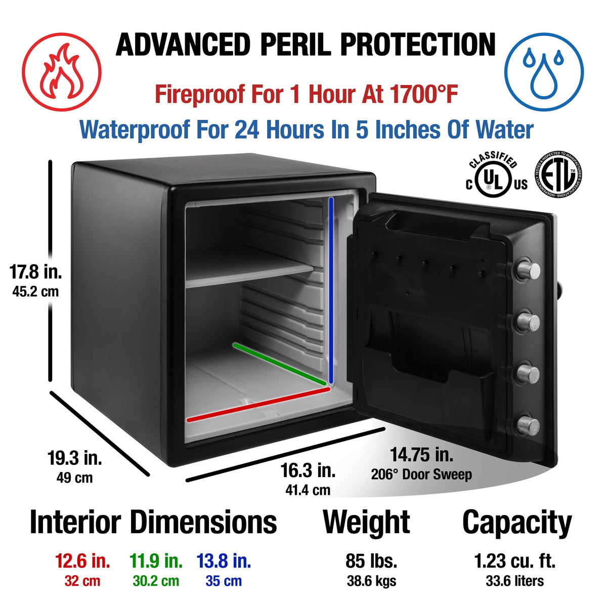 Fire-Resistant Waterproof Safe with Dial Combination Lock, 1.23 cu. ft. C49290