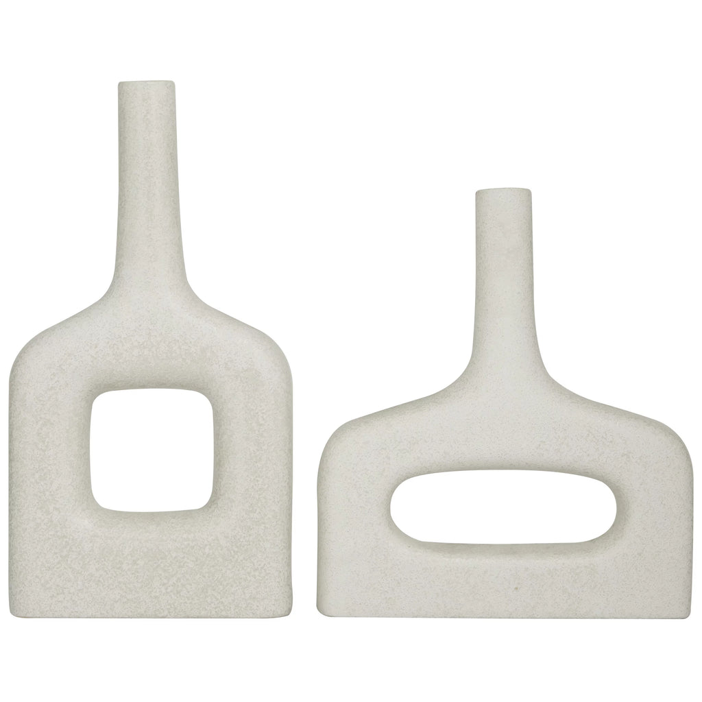 16" 13"H White Ceramic Vase Set of 2 A7150