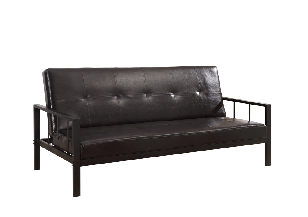 Black Faux Leather Klik Klak Sofa Futon Y995