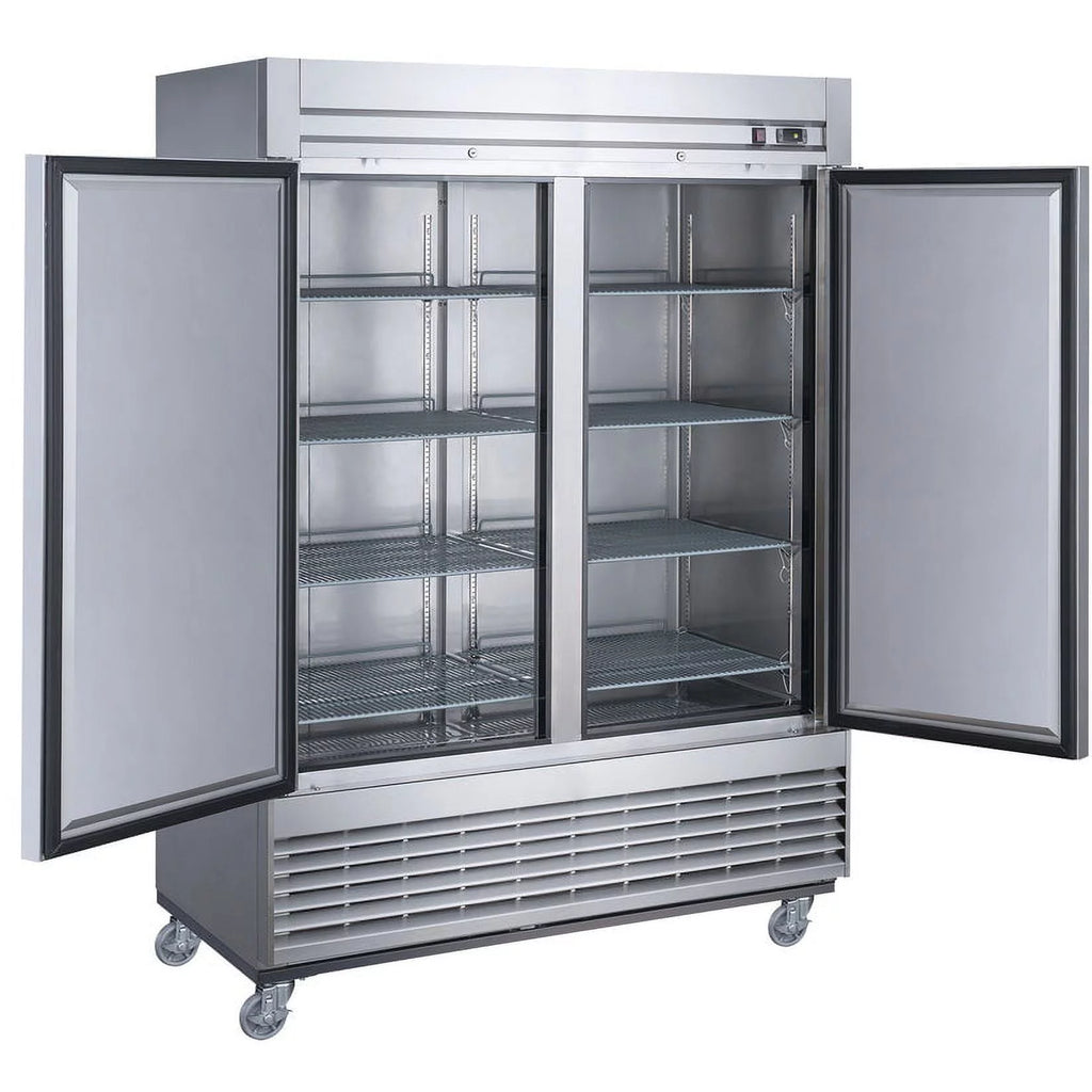 55 in. Two Door Upright Reach-in Freezer in Stainless Steel 40.7 Cu. Ft. N5543