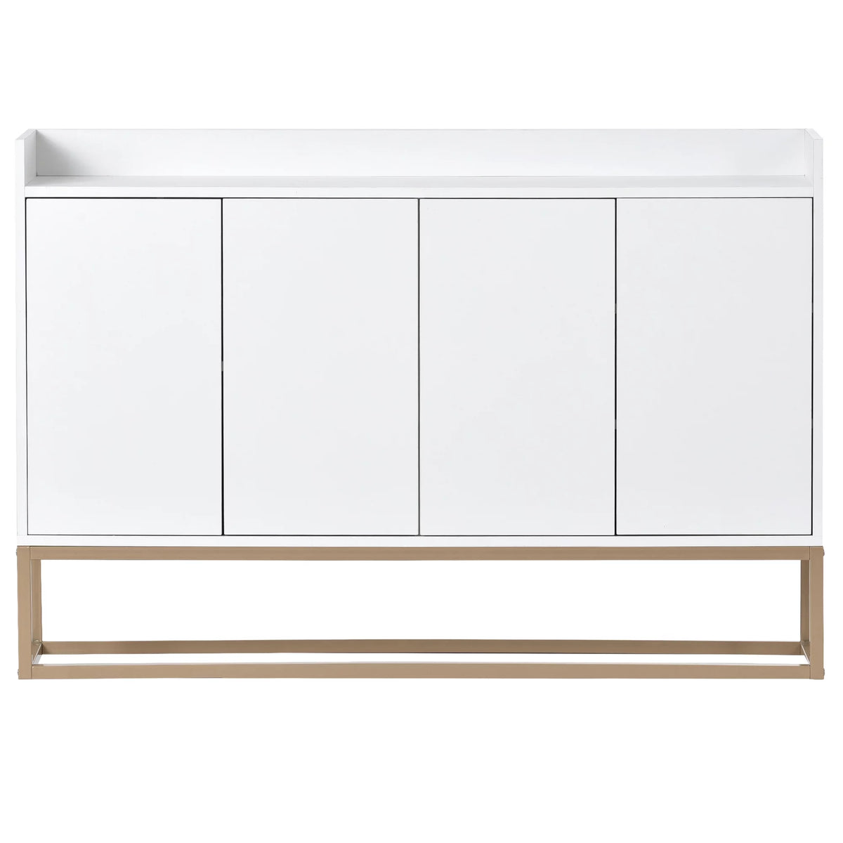 White Wooden Storage Cabinet with Metal Legs and Adjustable Shelves C345