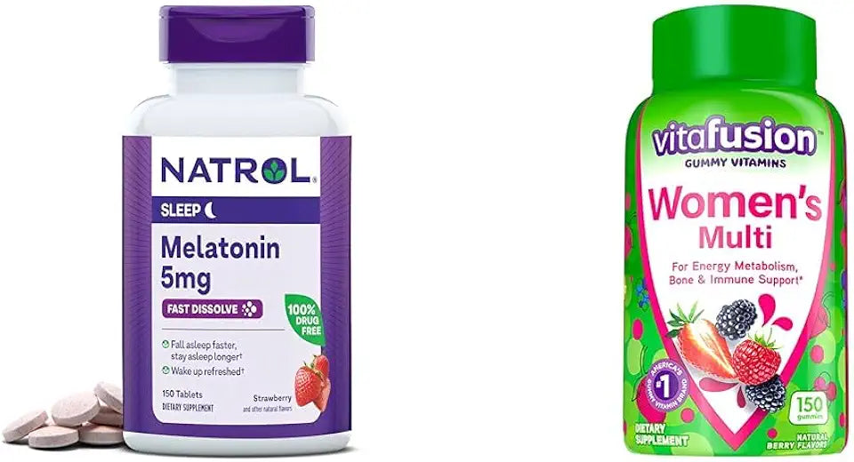 Melatonin 5mg Fast Dissolve 150ct & Women's Multivitamin Gummies Berry Flavored 150ct C816