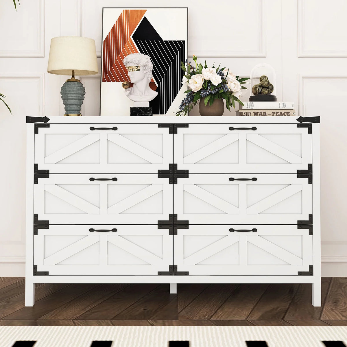 White 6 Drawer Dresser Z9968