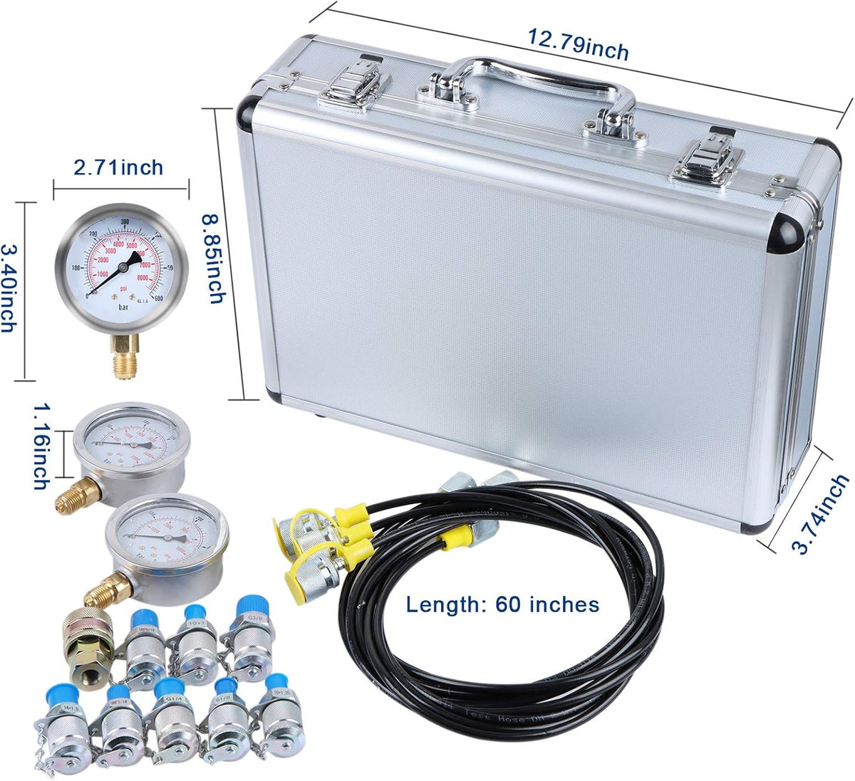 Hydraulic Pressure Test Kit 25/40/60MPa Gauge Tester G9648