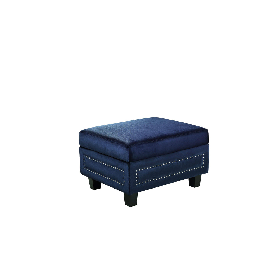Navy Velvet Storage Ottoman G242