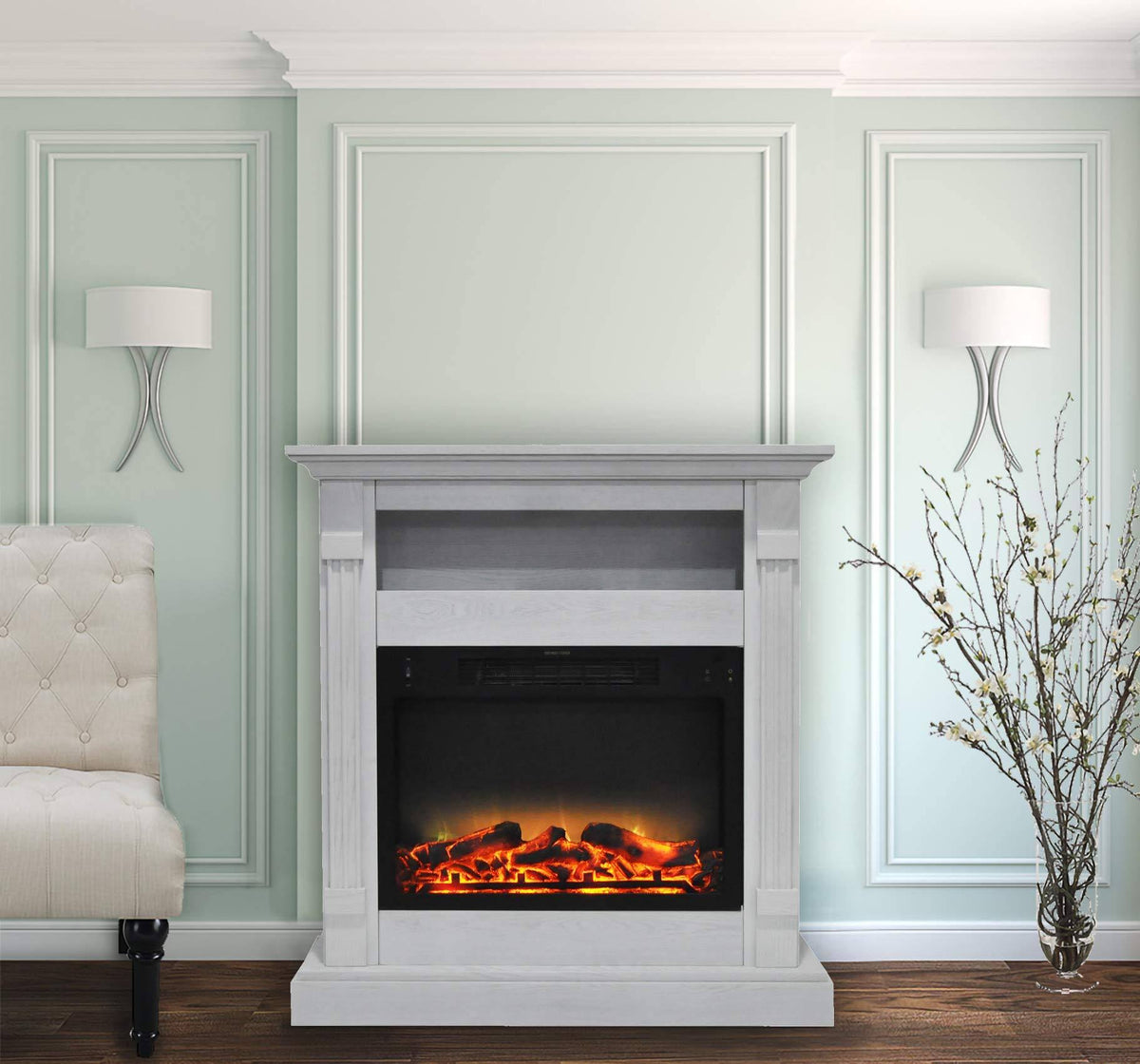 White Mantel Electric Fireplace X255273