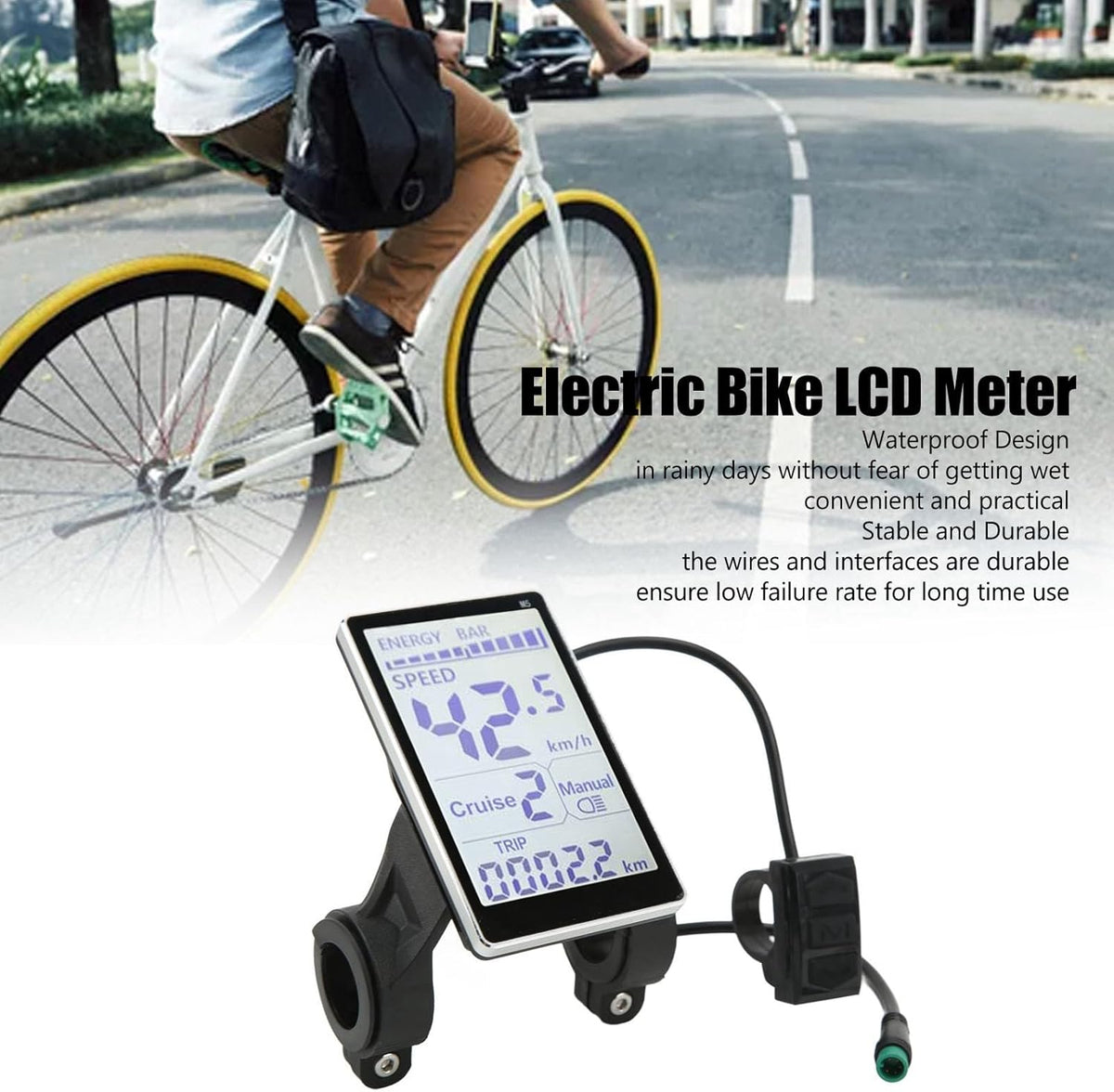 24V 36V 48V 60V 5 Pin M5 LCD Panel Screen for 31.8 22.2mm Handlebar Electric Bikes G3210