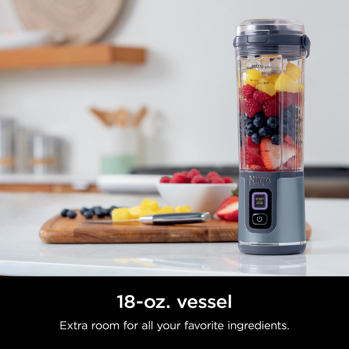 Denim Blue 18 oz Portable Blending Vessel with Leakproof Lid C3888