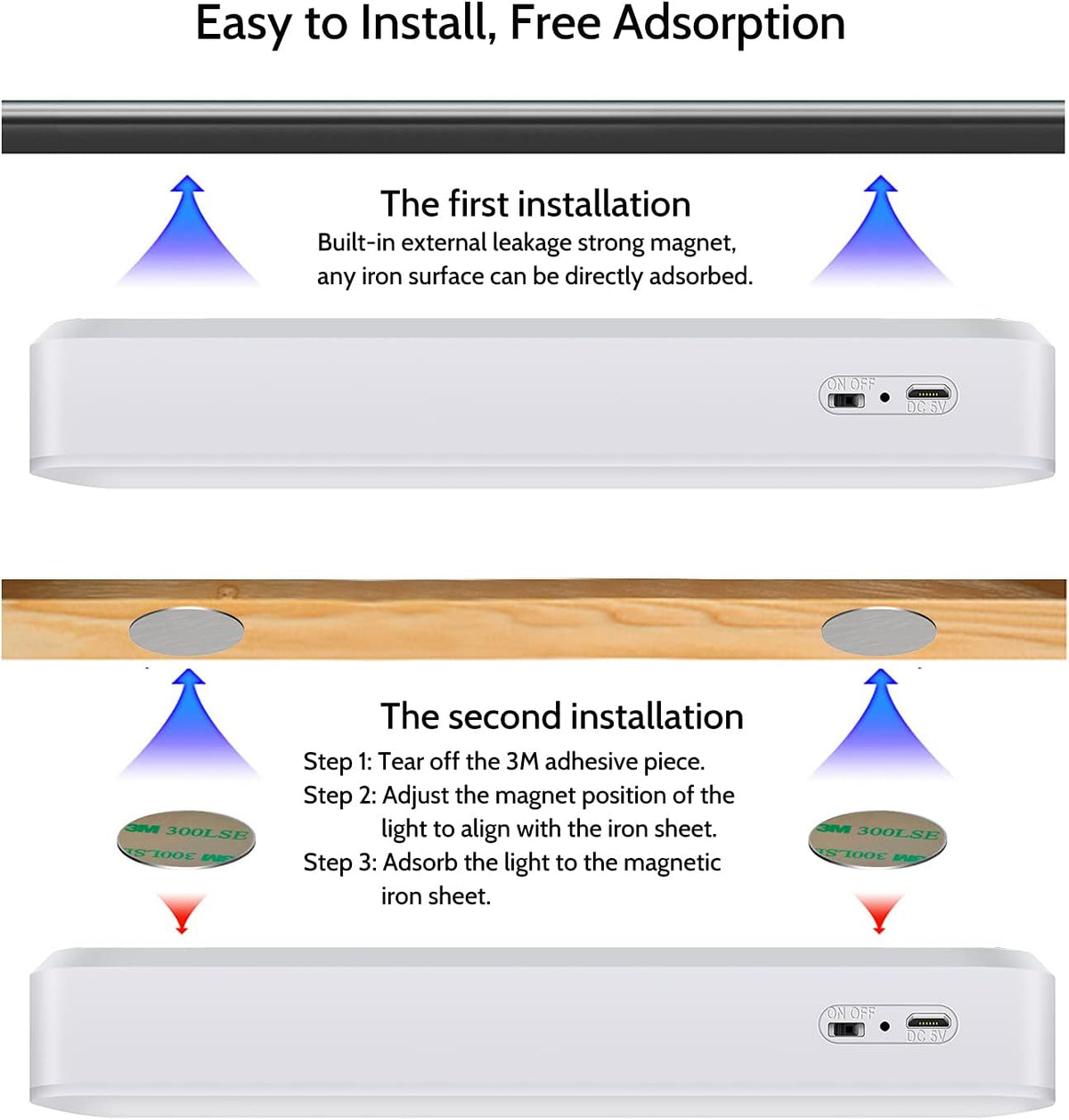 LED Dimmable Stick on Light with Rechargeable Battery H187