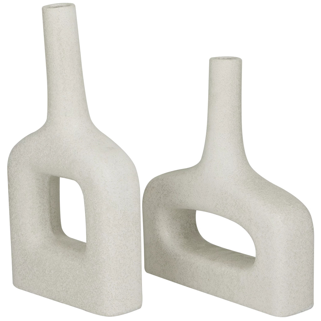 16" 13"H White Ceramic Vase Set of 2 A7150