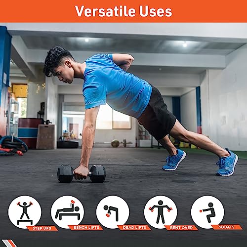 Pair Rubber Encased Hex Dumbbell H5022