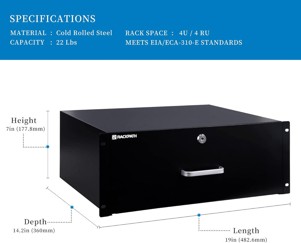 3U Rack Mount Drawer with Lock and Key I8757