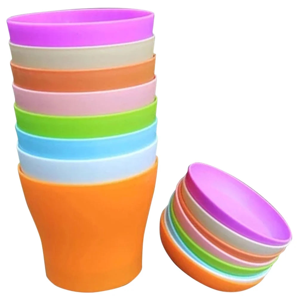 8pcs Plastic Round Flower Pot with Tray G48590