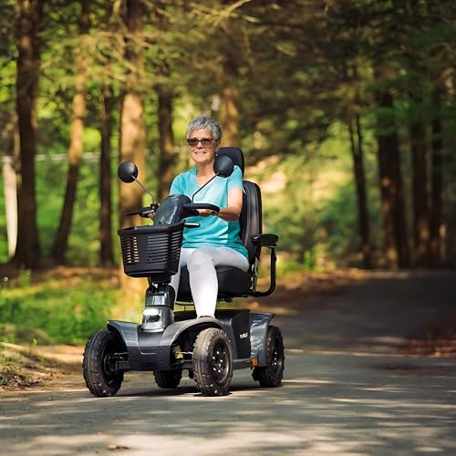 Orange Mobility Scooter, 400 Lbs Weight Capacity, 50 Ah Battery, 18"x18" Seat T36154