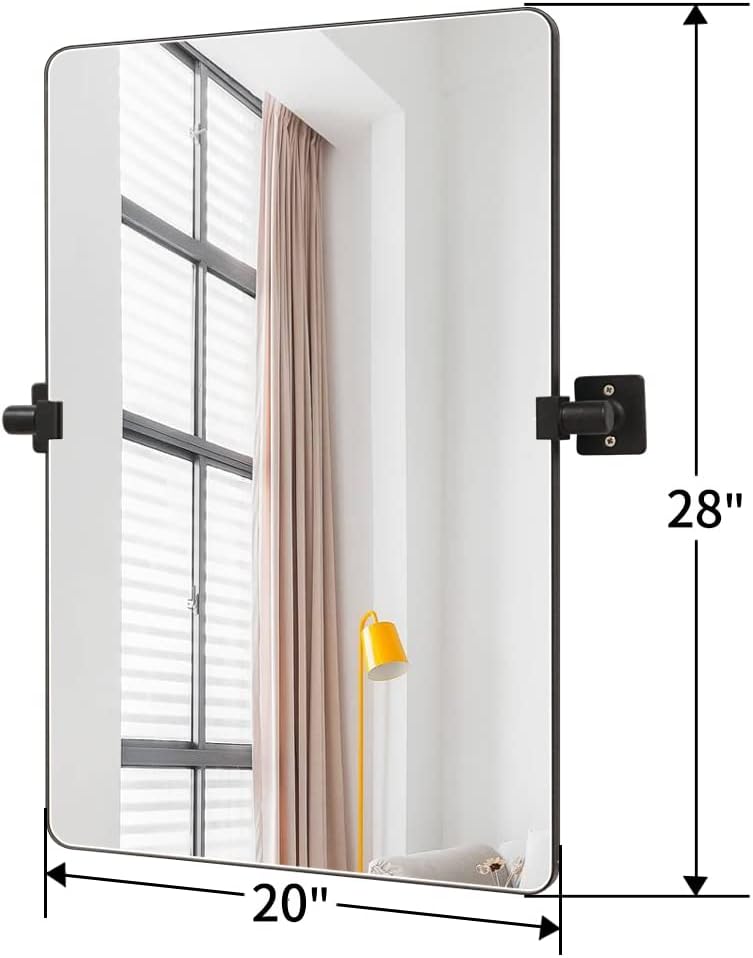 Black Aluminum Alloy Frame Pivot Rectangle Bathroom Mirror Z944735