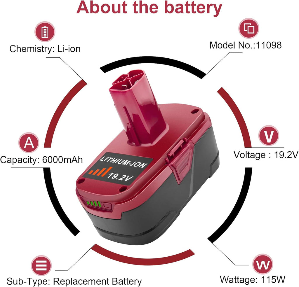 6000mAh 19.2V Lithium Battery (2 Packs) T320675