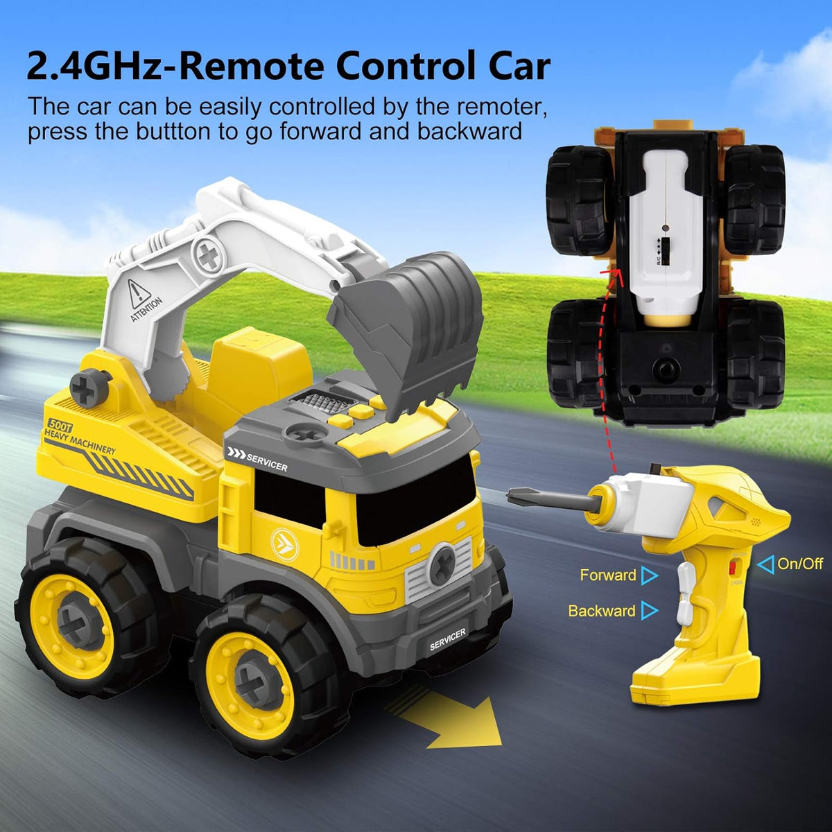 5 in one Construction Truck Take Apart Toy with Electric Drill K234502