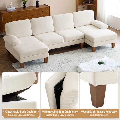 Forest Green Chenille 4-Seat U Shaped Sectional Sofa L72340