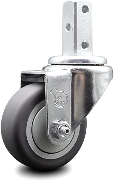 Swivel Square Stem Caster Set 4 with Gray Thermoplastic Rubber Wheel F22200