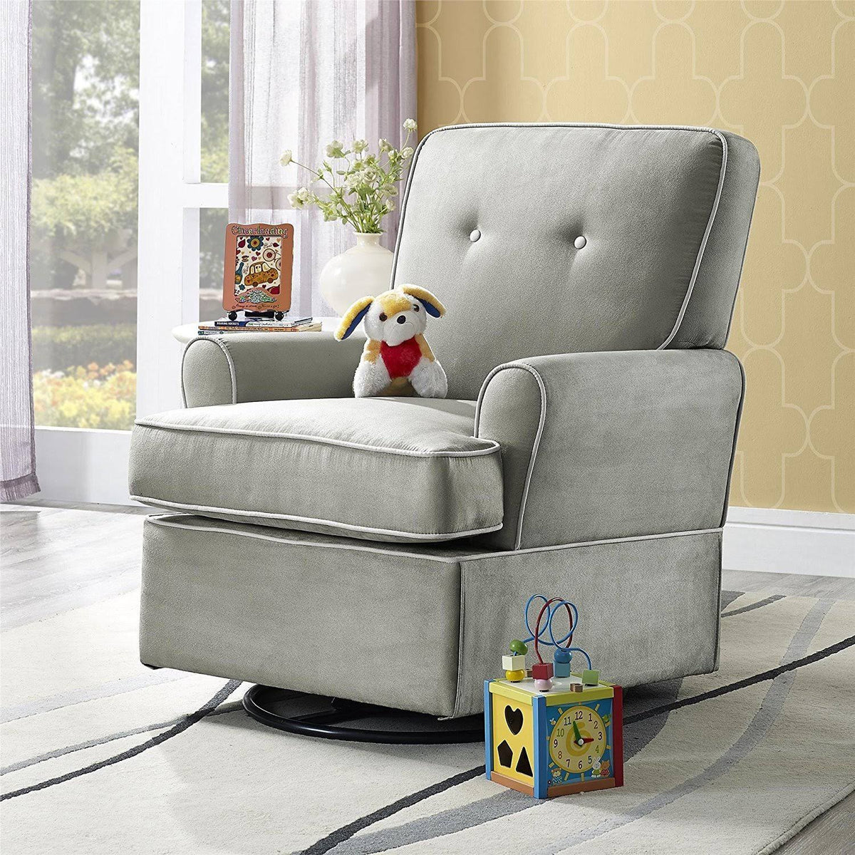 Grey Nursery Swivel Glider Chair Y176292