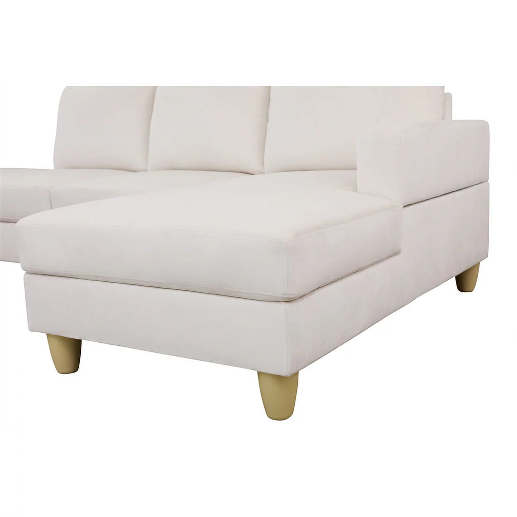 White Microfiber L Shaped 2-Piece Sofa Set E1443