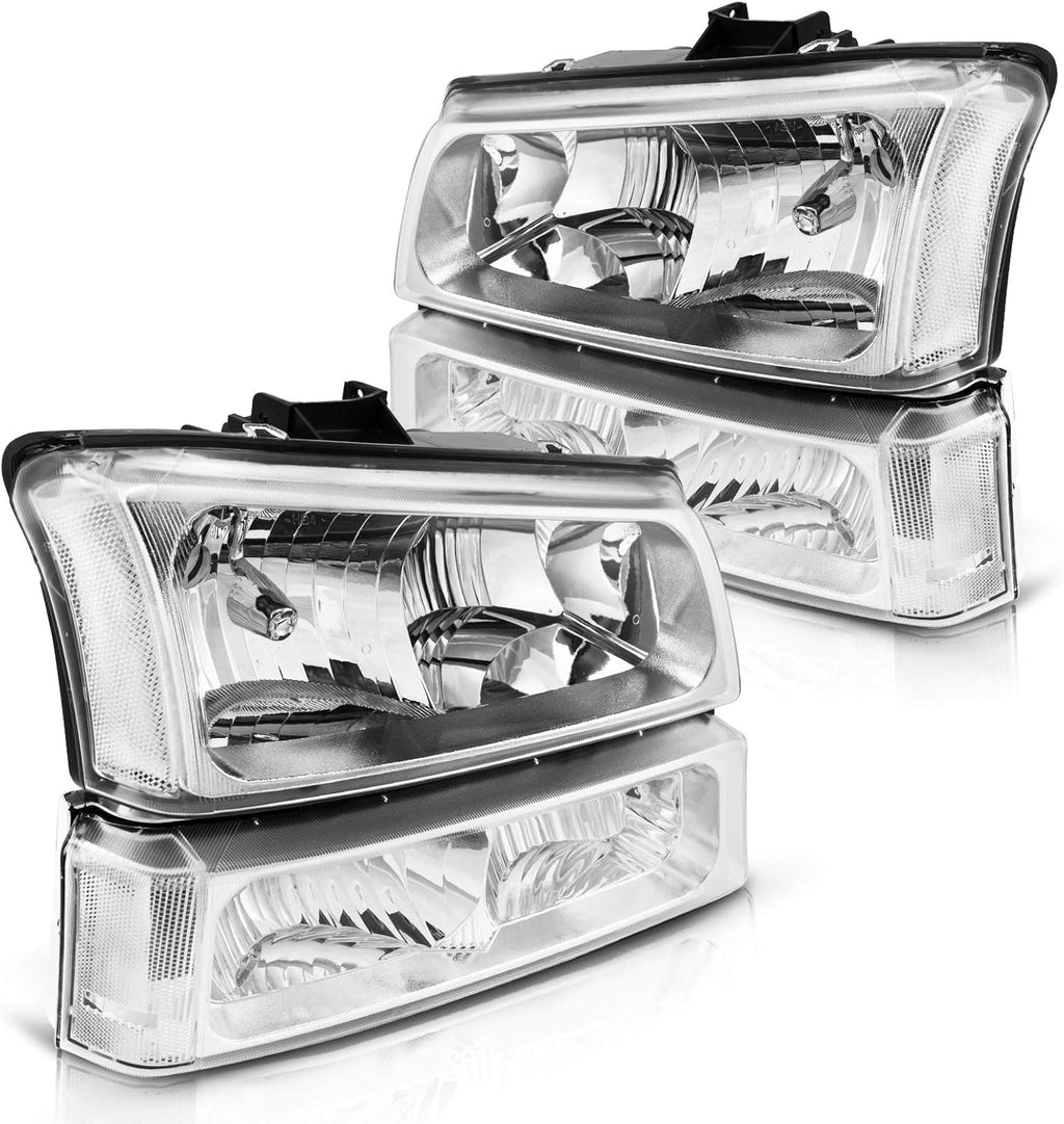 Chrome Housing Clear Reflector Smoke Lens Headlight Assembly M93003