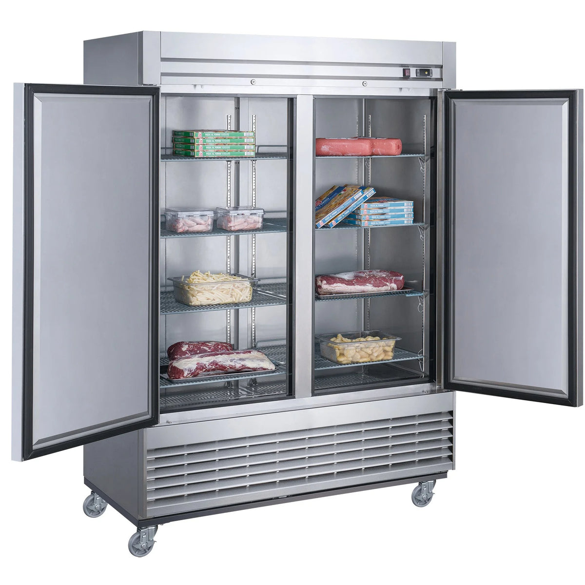 55 in. Two Door Upright Reach-in Freezer in Stainless Steel 40.7 Cu. Ft. N5543