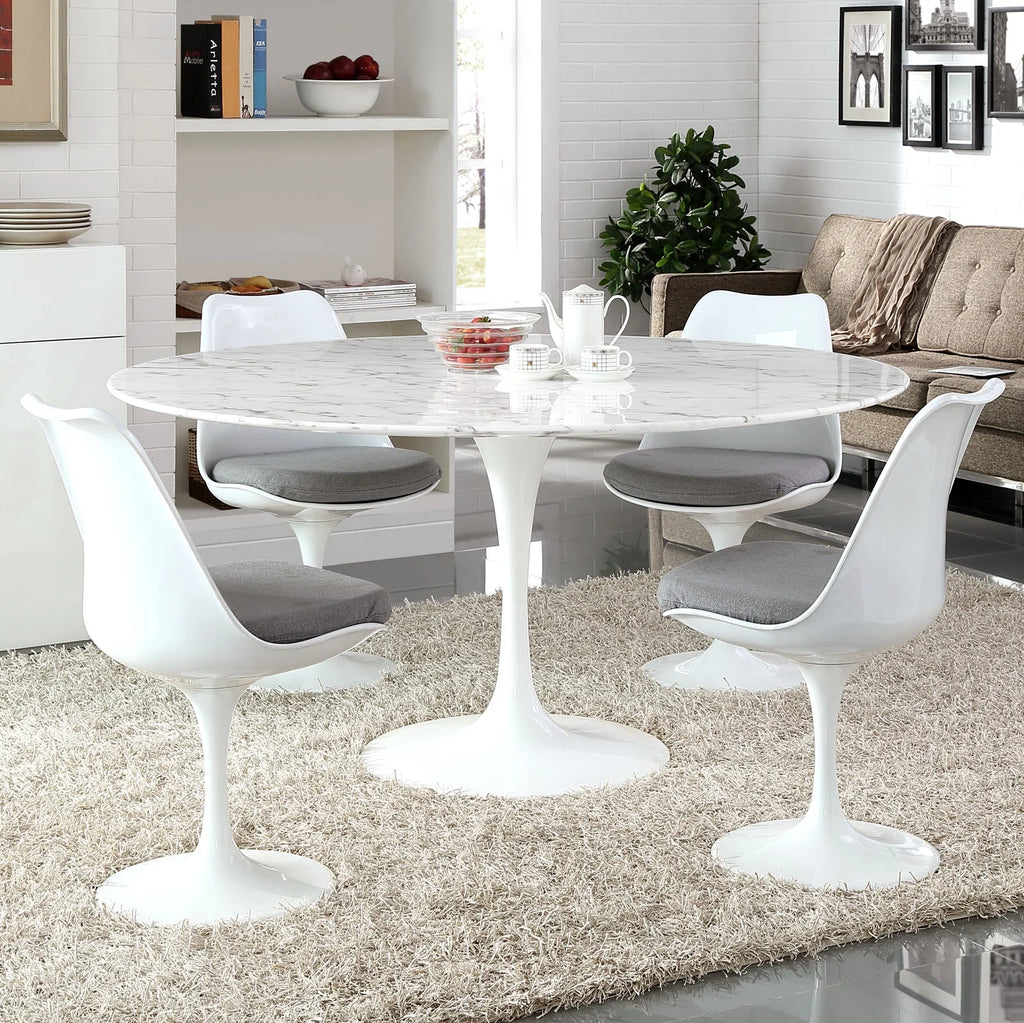 White Round Artificial Marble Dining Table B6867