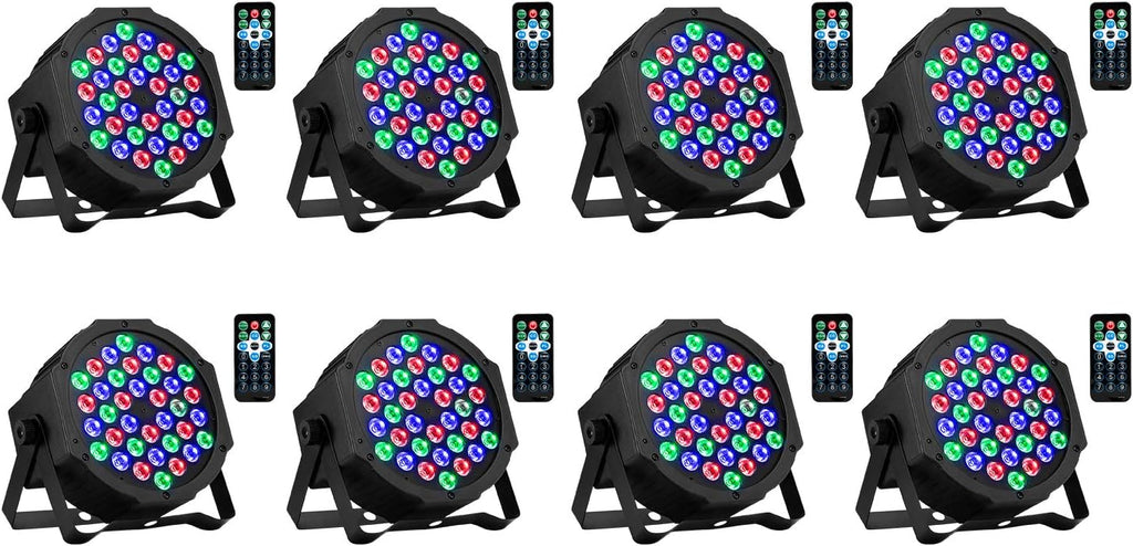 36 LED RGB Stage Lights with Remote 8 Pack Z702