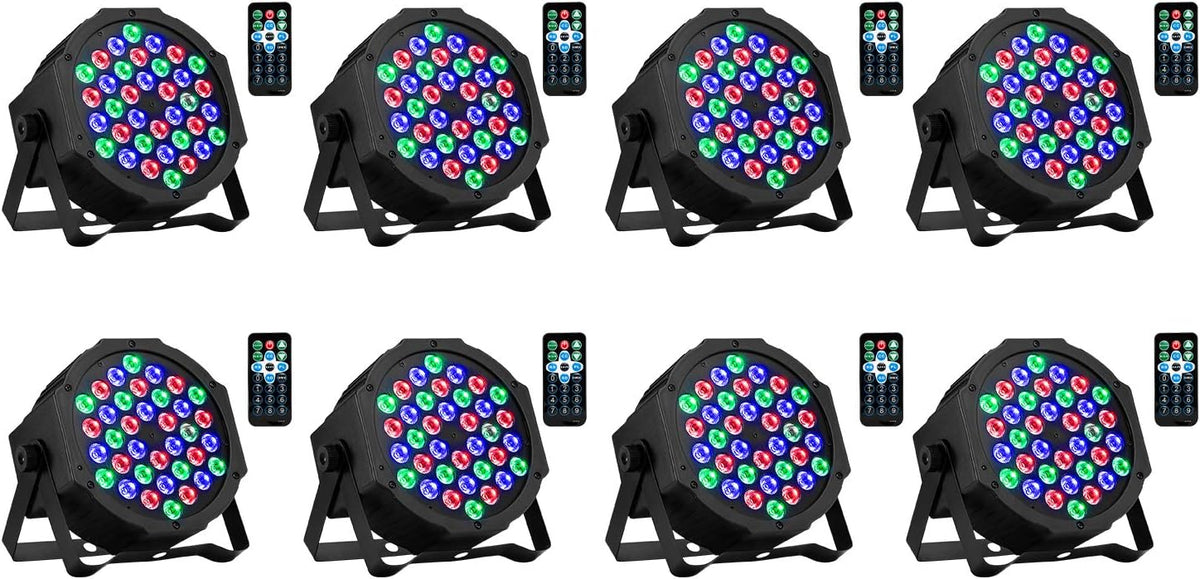 36 LED RGB Stage Lights with Remote 8 Pack Z702