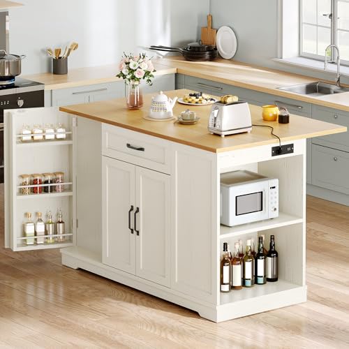 50" Rolling Kitchen Island with Drop Leaf O9569