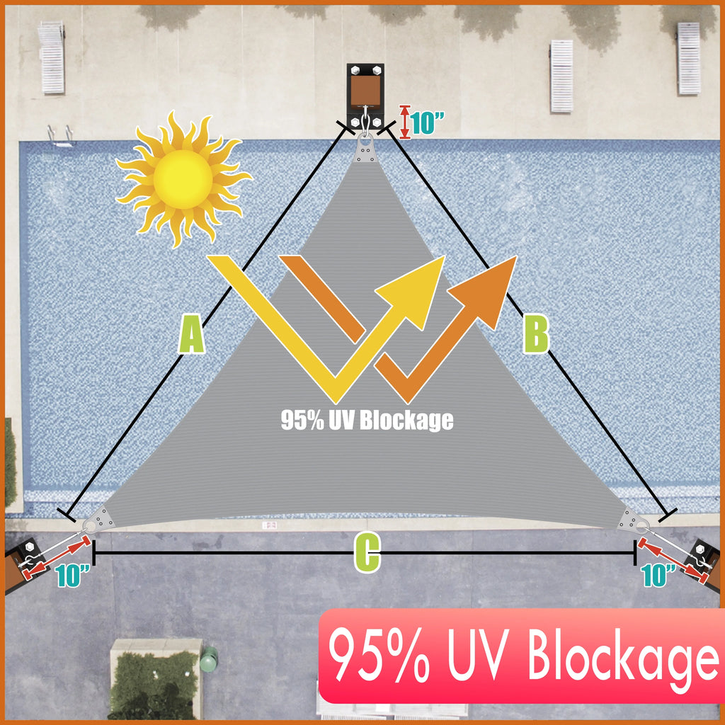 Grey Right Triangle Sun Shade Sail Canopy Awning F89624
