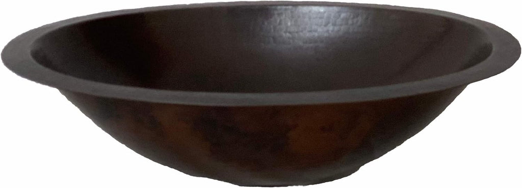 19 x 14 Oval Copper Bathroom Sink Hand Hammered Dual Mount D3654