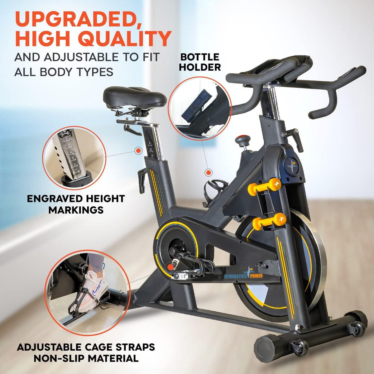 Heavy-Duty 115 LB Magnetic Resistance Exercise Bike with 2X1 lb Dumbbells F84396