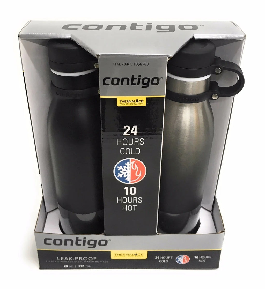 20 oz Stainless Steel Water Bottle 2-Pk Matte Black K634012
