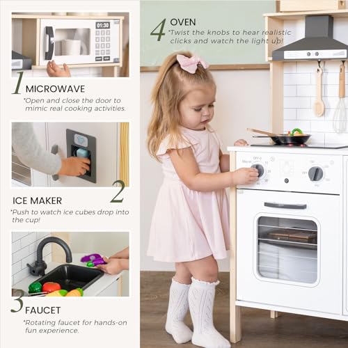Wooden Kids Play Kitchen with Real Lights & Sounds W615713
