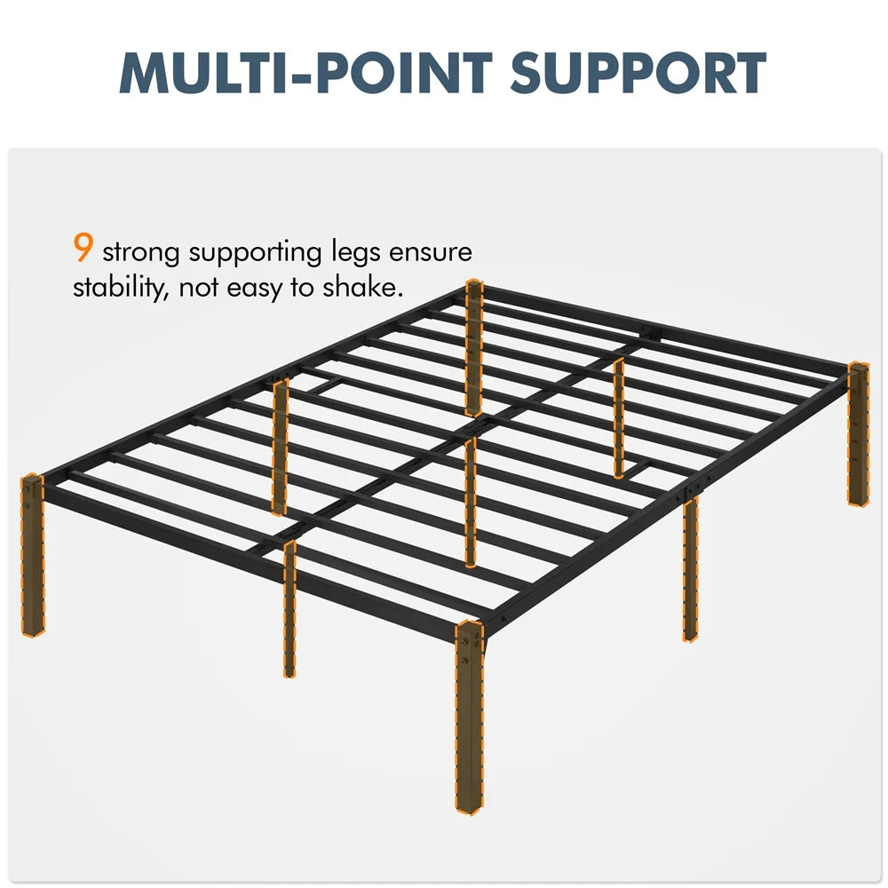 Queen Metal Platform Bed Frame with Steel Slat Support O9078