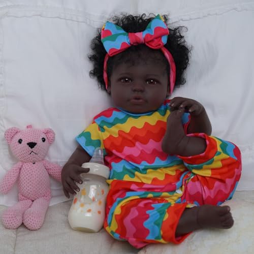 18-Inch Realistic Black Baby Doll with Clothes and Toy J286