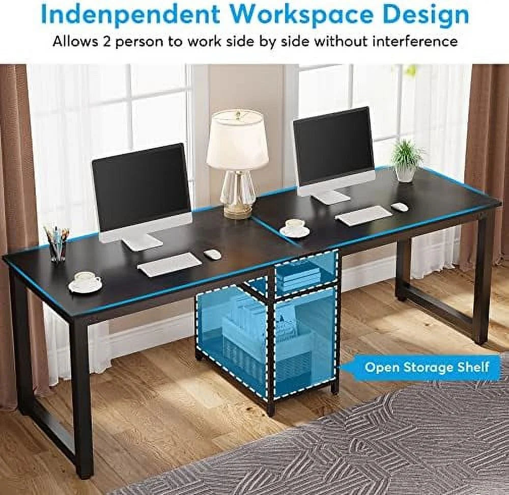 78 Inches White Two Person Computer Desk V345265