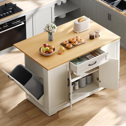 50" Rolling Kitchen Island with Drop Leaf O9569