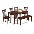6 Piece Rectangular Dining Table Set with Wooden Seat Chairs E21027