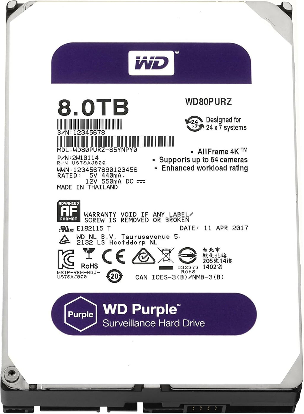 Purple 4TB Surveillance Hard Disk Drive X232223