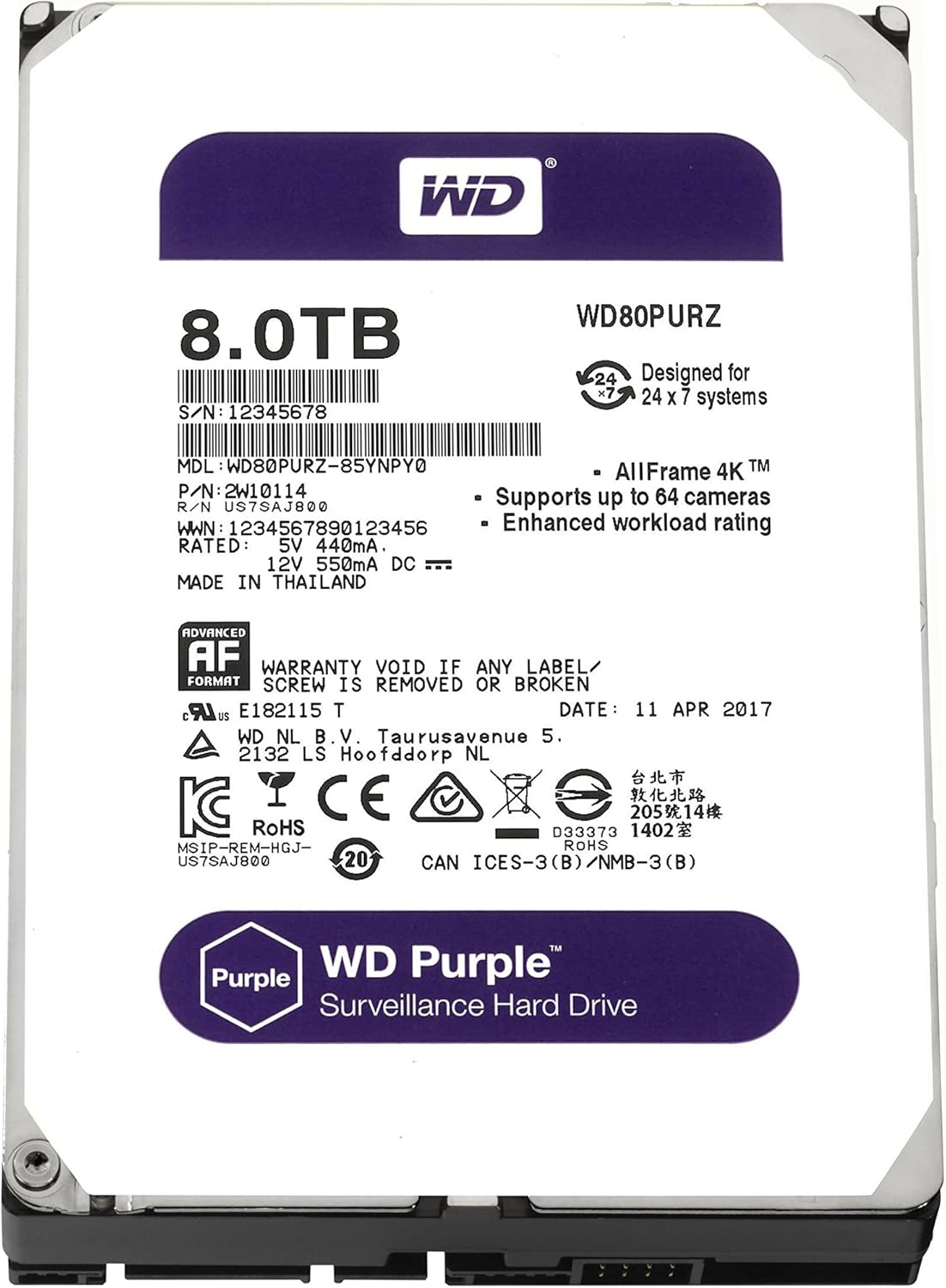 Purple 4TB Surveillance Hard Disk Drive X232223