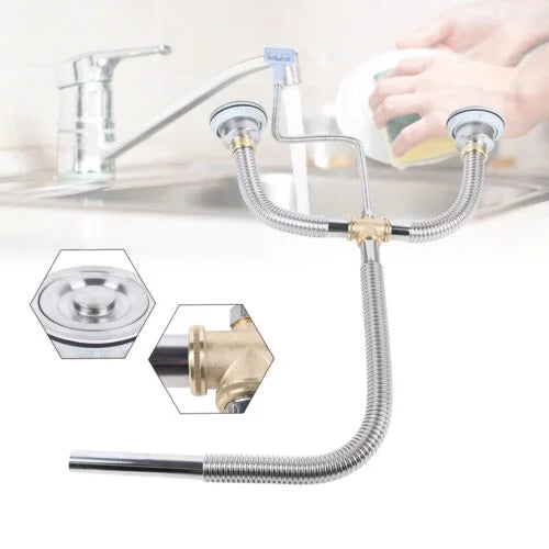 Silver Flexible Double Bowl Drain Hose G1066