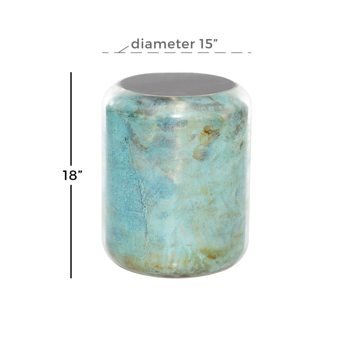 Blue and Silver Round Accent Table Z991646