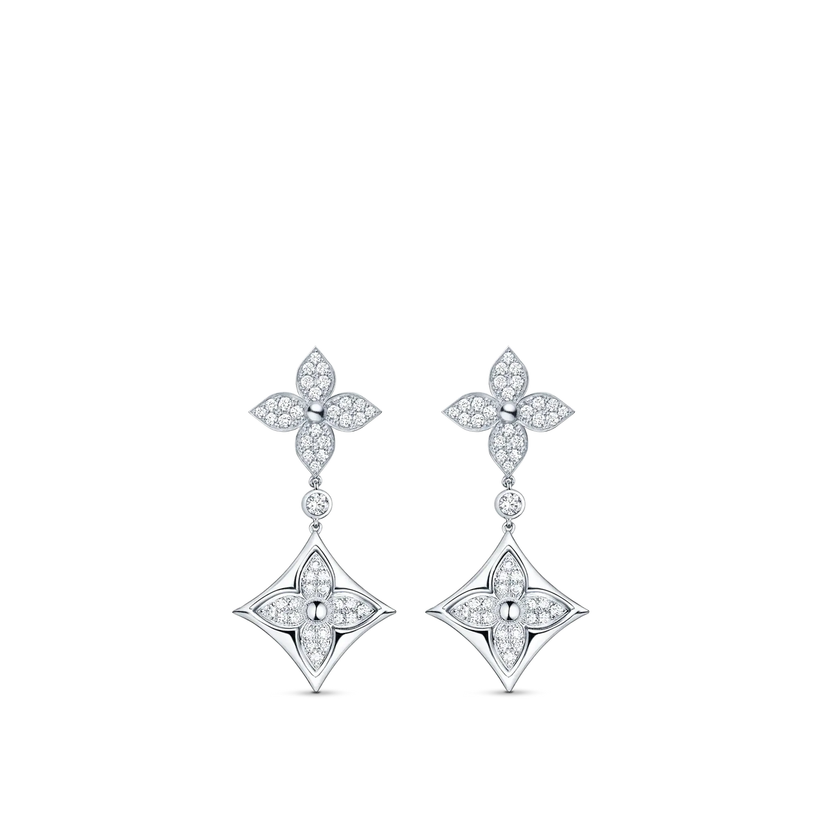 White Gold and Diamond Long Earrings Q644526