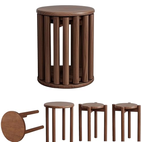 Stackable Stools Set of 4 Walnut Color O292900