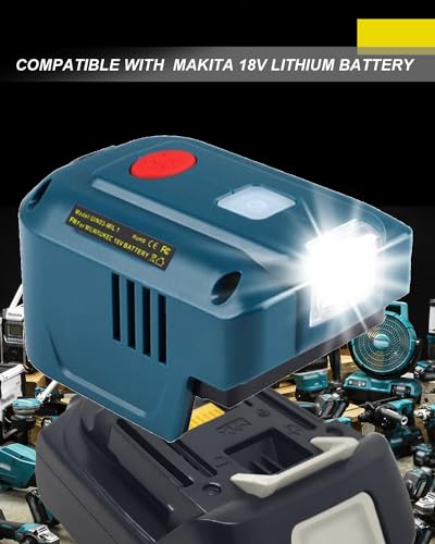 150W Power Inverter Generator for 18V Lithium Battery, DC 18V to AC 110V-120V Portable Power Station with 2 USB & AC Outlet & 200LM LED Light L360