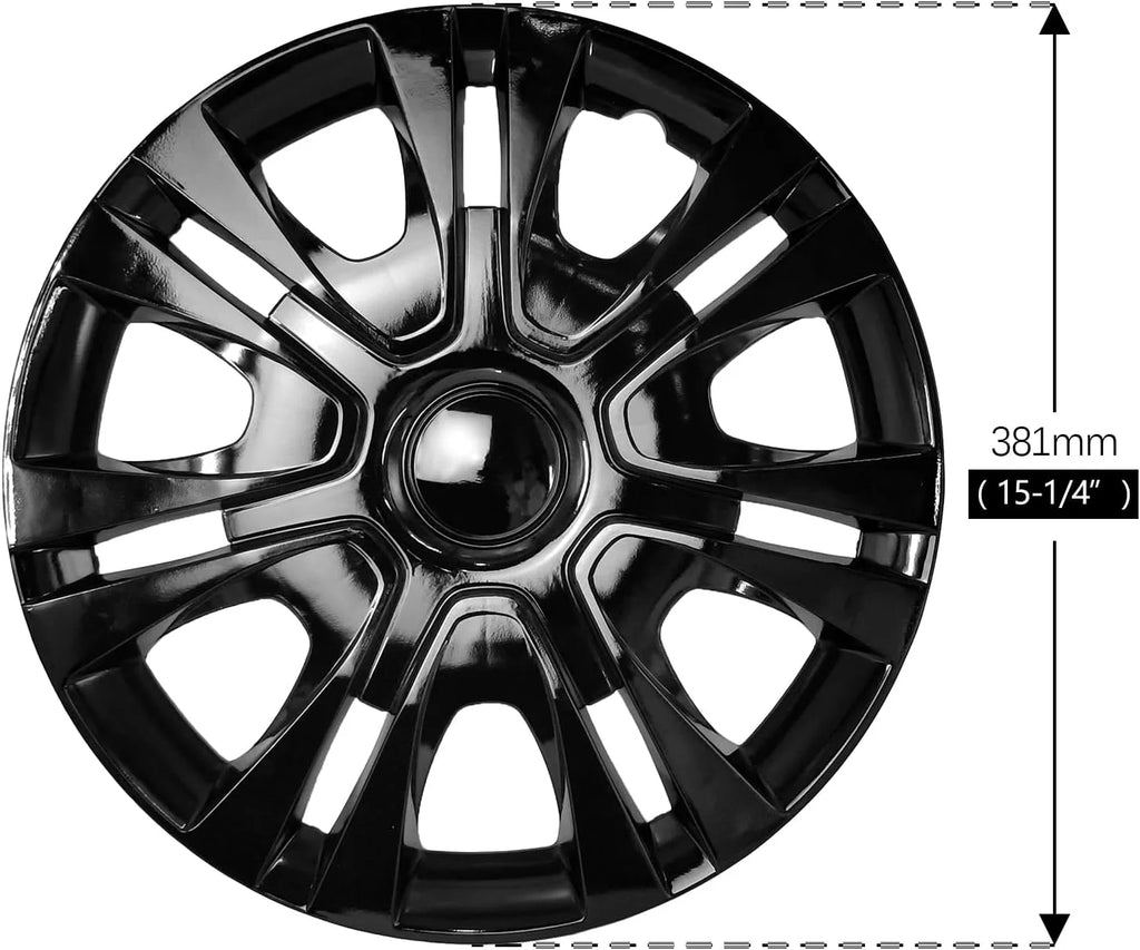 15 inch Set of 4 Black ABS Wheel Rim Covers Q255907